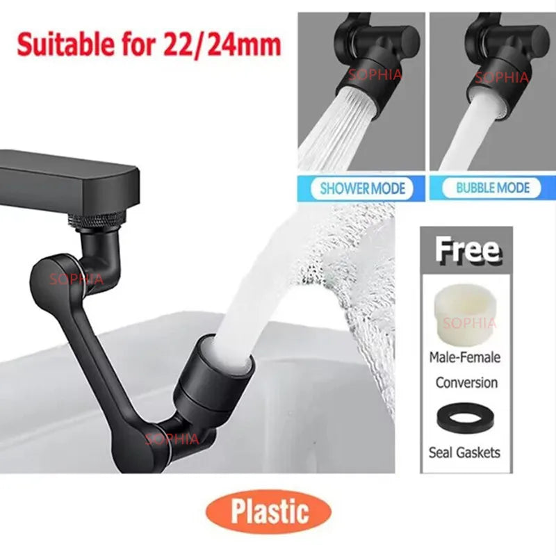 1080° Rotating Faucet Sprayer Head – Universal Sink Extender Faucet Sprayer Head Qme Black 1080 dual mode