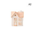 Painted Ceramic House Candle Holder – Christmas Home Decor Ceramic Candle Holder Qst A2