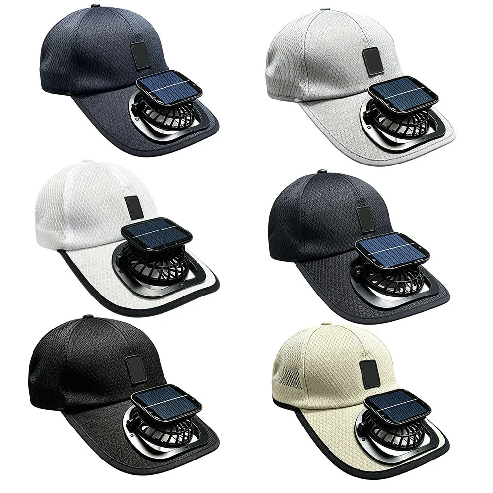 Solar Fan Hat UV Protection Outdoor Cap – Adjustable & Breathable Solar Fan Cap Qme