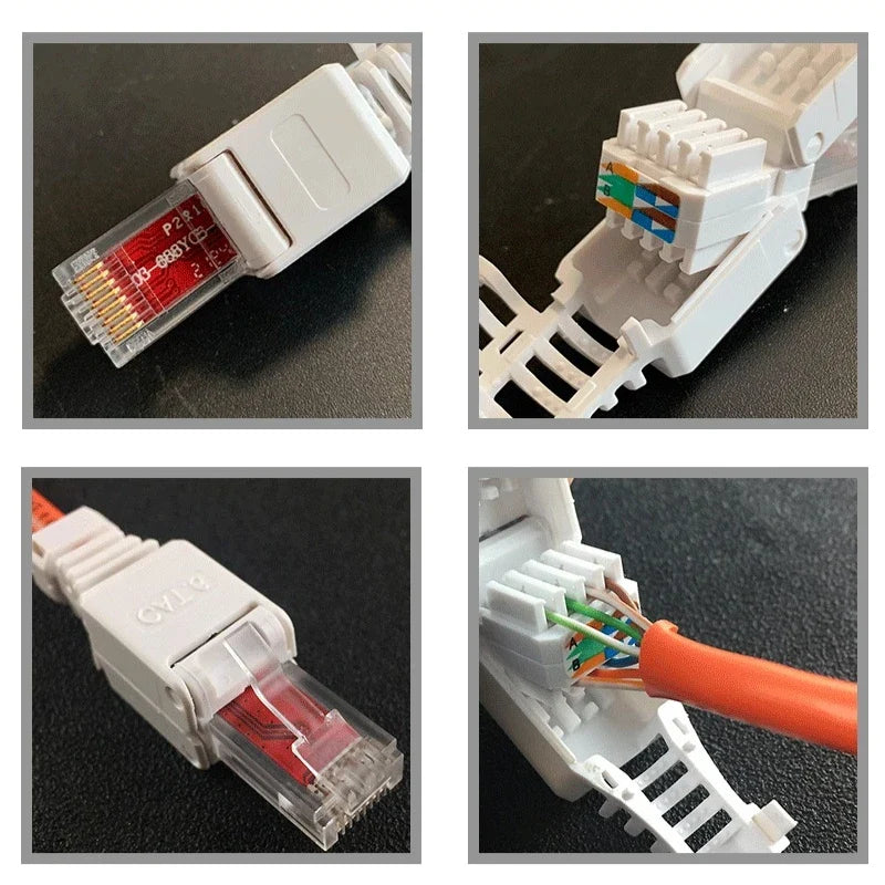 Tool-less CAT6 RJ45 No-Crimp Ethernet Connectors 5-Pack Ethernet Connector Qme