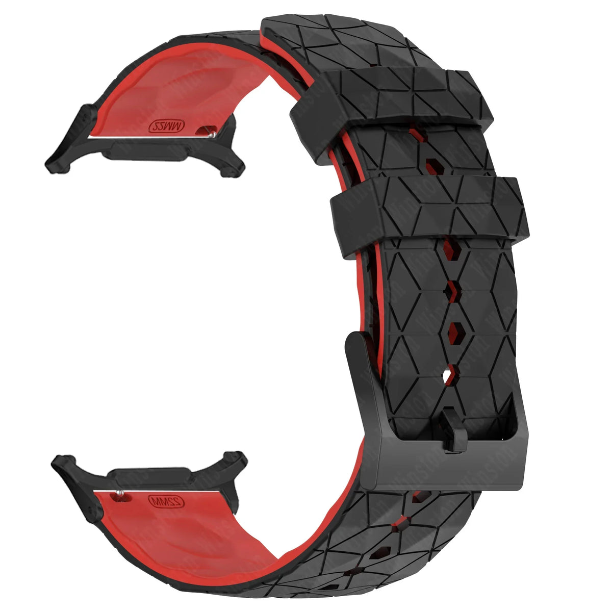 Silicone Sport Strap for Samsung Galaxy Watch 7 Ultra – 40 Colors Silicone Watch Strap Qme Black Red-B Galaxy Watch 7 Ultra