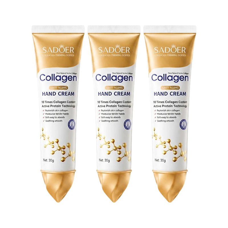 SADOER Collagen Hand Cream – Moisturizing & Brightening 30g Hand Cream Qst 3pcs