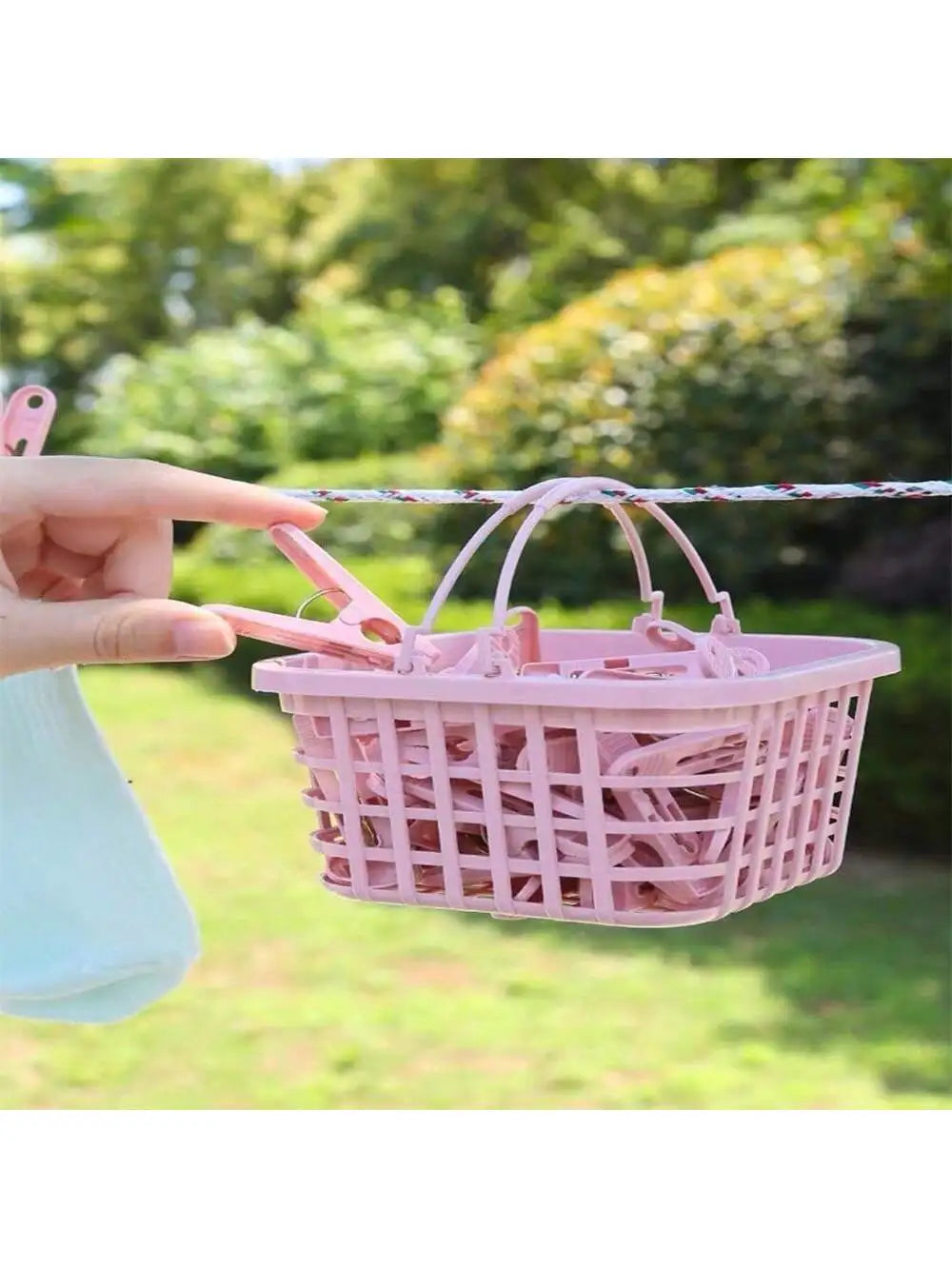 Windproof Plastic Clothes Pins Drying Clips with Basket 30pcs Clothes Pegs Set Qme