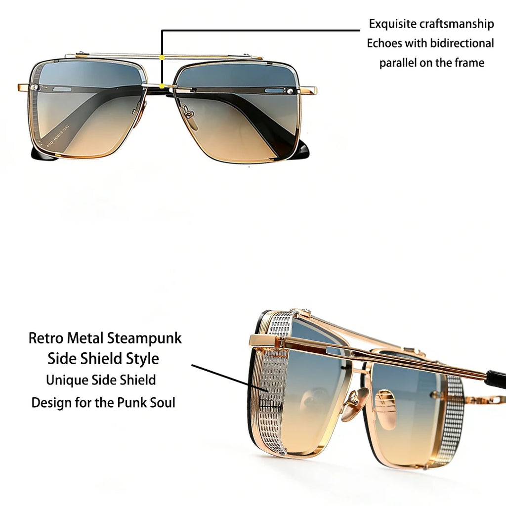 VOPHA Square Aviator Sunglasses UV400 Gradient Metal Vintage Fashion Sunglasses Qst