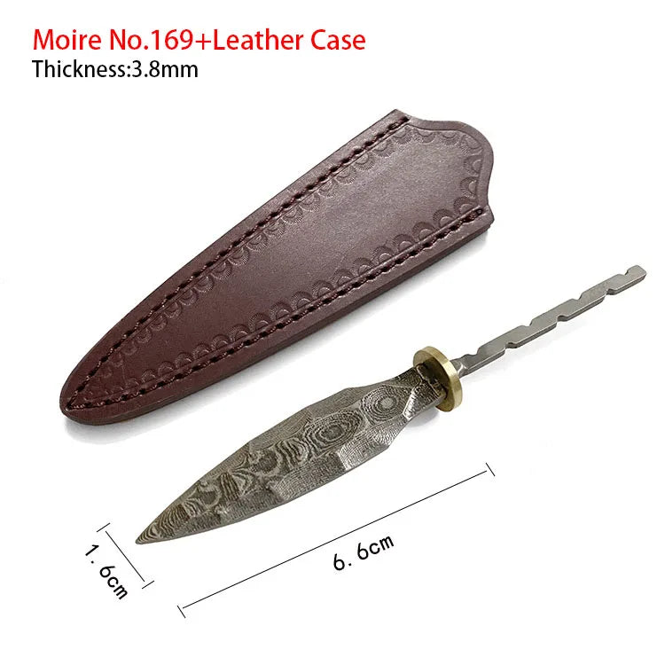Damascus Steel Tea Knife Blank – DIY Tea Needle Tool Tea Knife Blank Qst No.169 With Case
