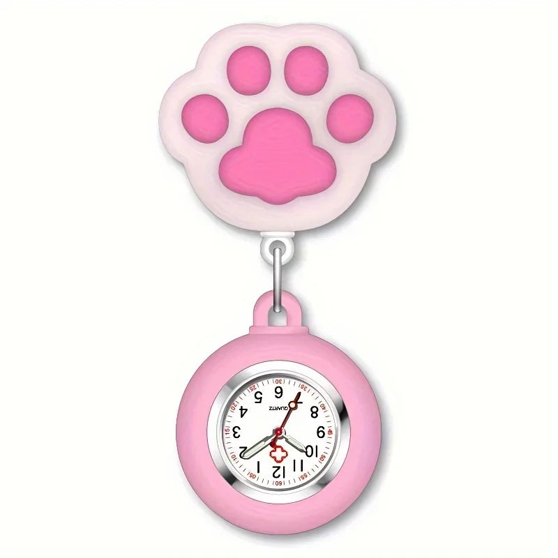 Cat Paw Nurse Watch Brooch – Retractable Silicone Clip Pin Brooch Watch Pin Qme