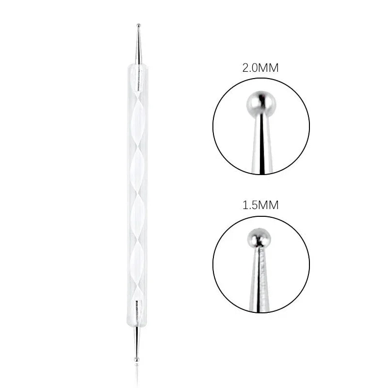 Nail Art Dotting Pen & Spiral Hook Marbleizing DIY Tool Nail Art Tool Qme White
