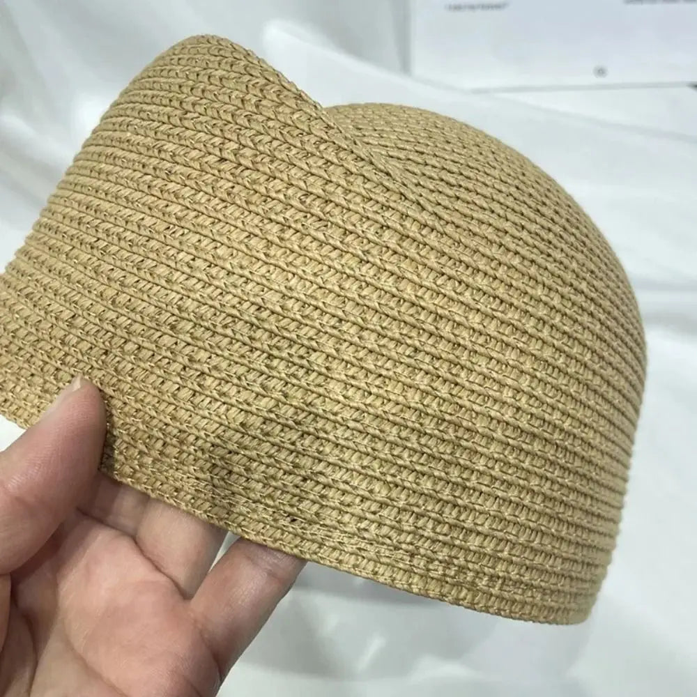 Vintage Straw Pillbox Fedora Hat – Classic Beret Style Straw Fedora Hat Qme