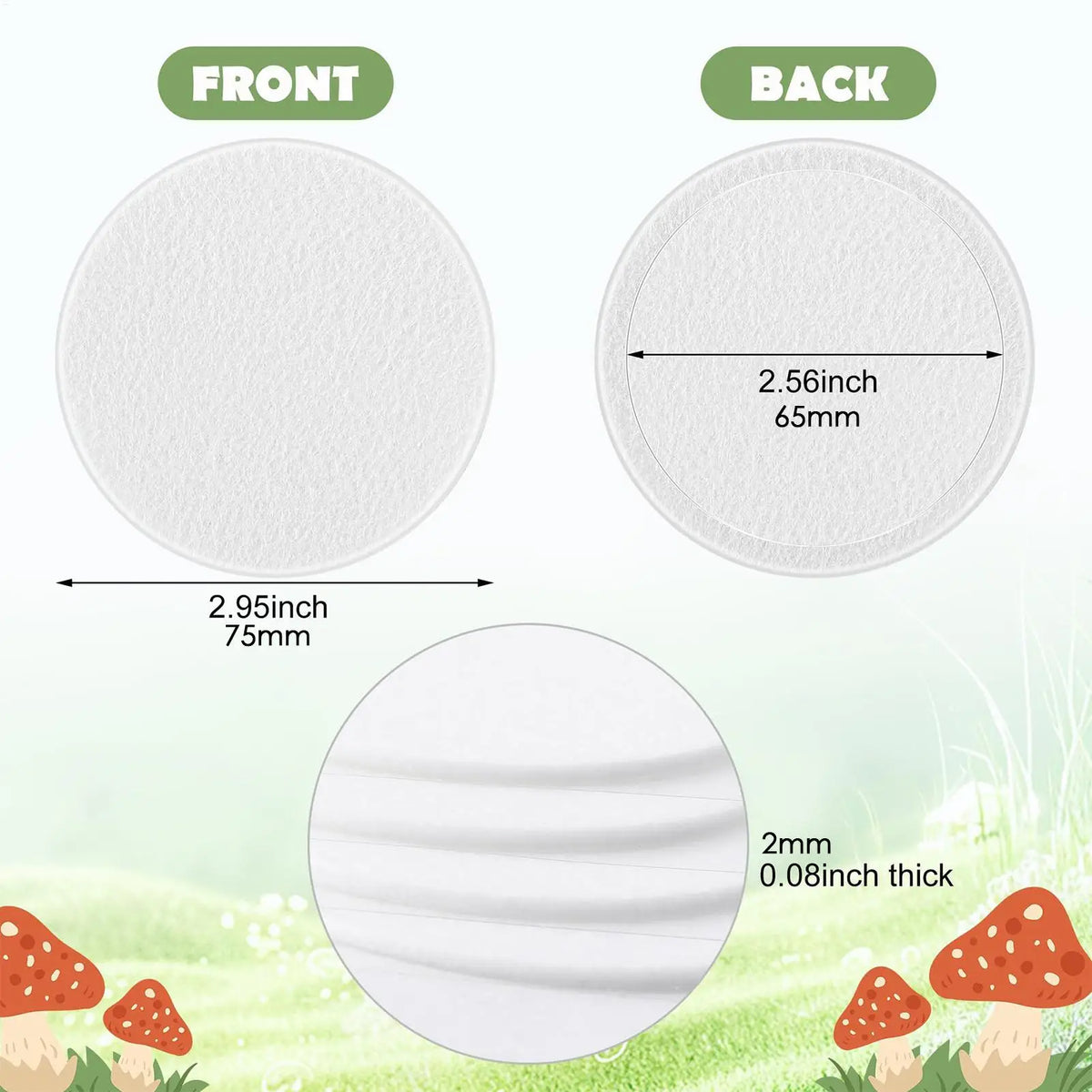 Mushroom Filter Discs 24-Pack – Adhesive Cotton Pad Screens Mushroom Grow Filters Qme