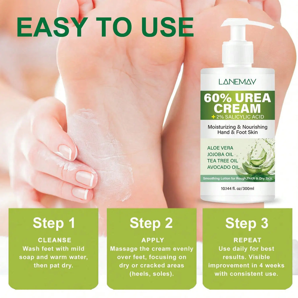 Lanemay 60% Urea Hand & Foot Cream – 300ml Deep Moisturizer Hand & Foot Cream Qst