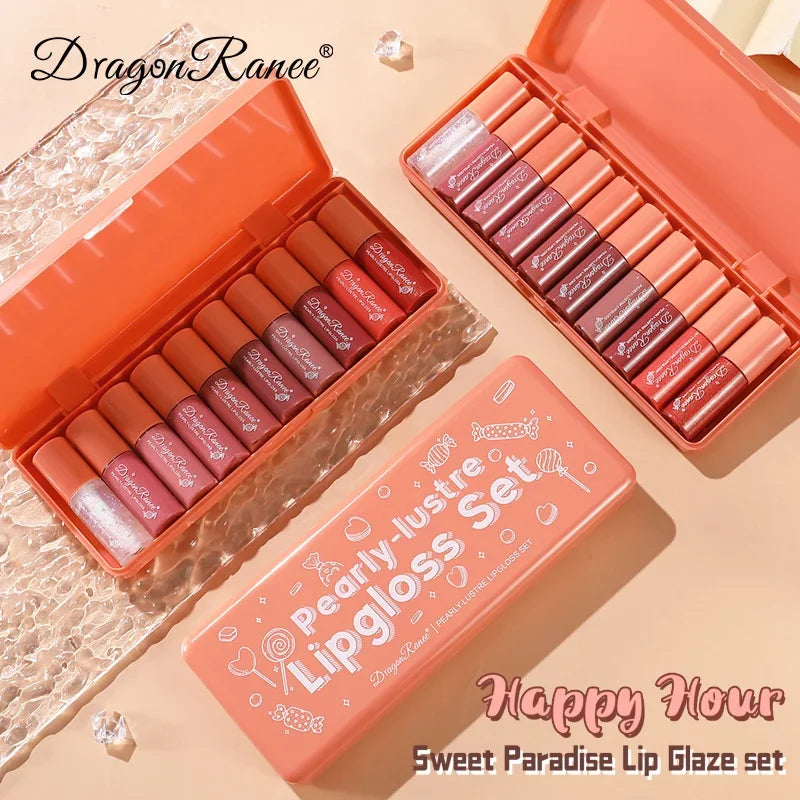 Mirror Waterlight Lip Gloss – Waterproof Non-Stick Glaze Tint Lip Gloss Tint Qme 10Pcs Set