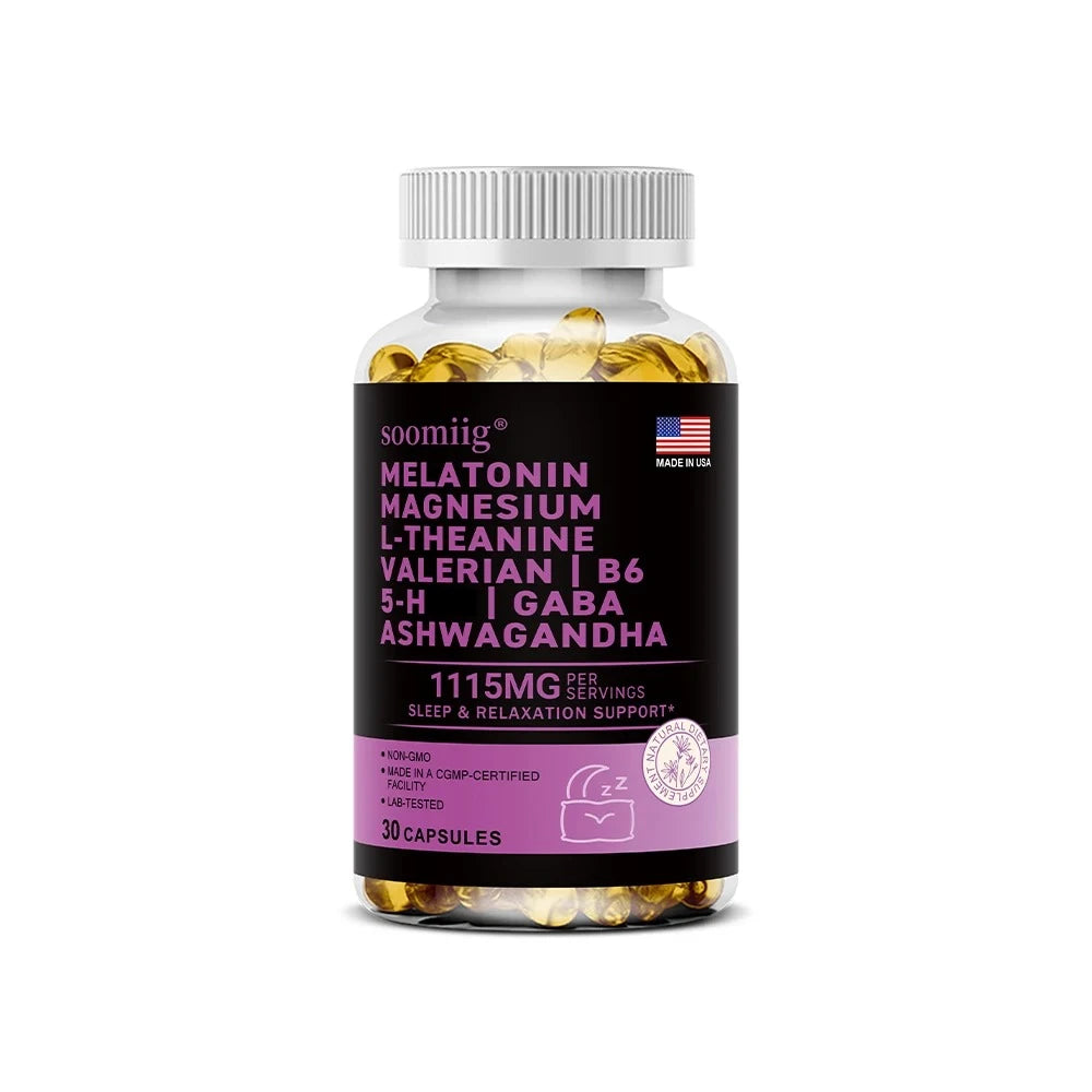 SOOMIIG 12-in-1 Melatonin 5mg Sleep Capsules – Vegan Non-GMO Sleep Supplement Qst 30 count - 1 bottle