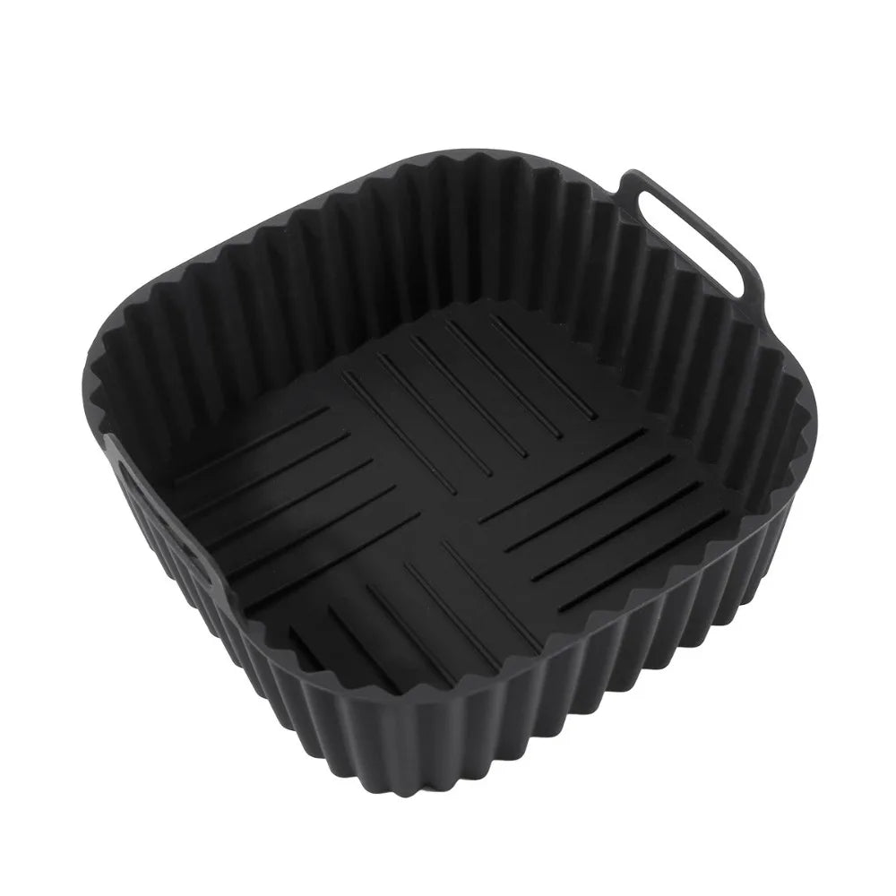 Reusable Square Silicone Air Fryer Liner – Non-Stick Mat 4–7QT Silicone Air Fryer Liner Qst black