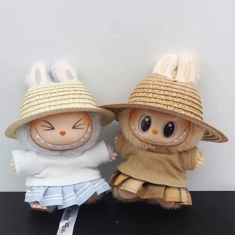 Labubu Open Straw Hat – Rustic Doll Party Accessory | 6 Colors Doll Hat Accessory Qme
