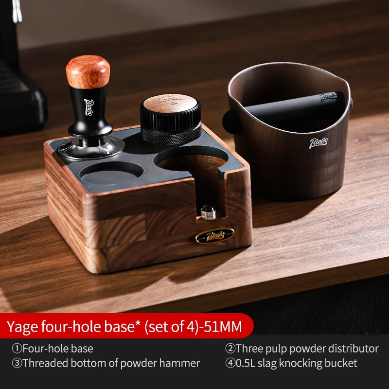 BINCOO 51/58mm Portafilter Storage Base Tamper & Distributor Set Espresso Barista Tool Set Qst 4 Pcs-51MM-A5