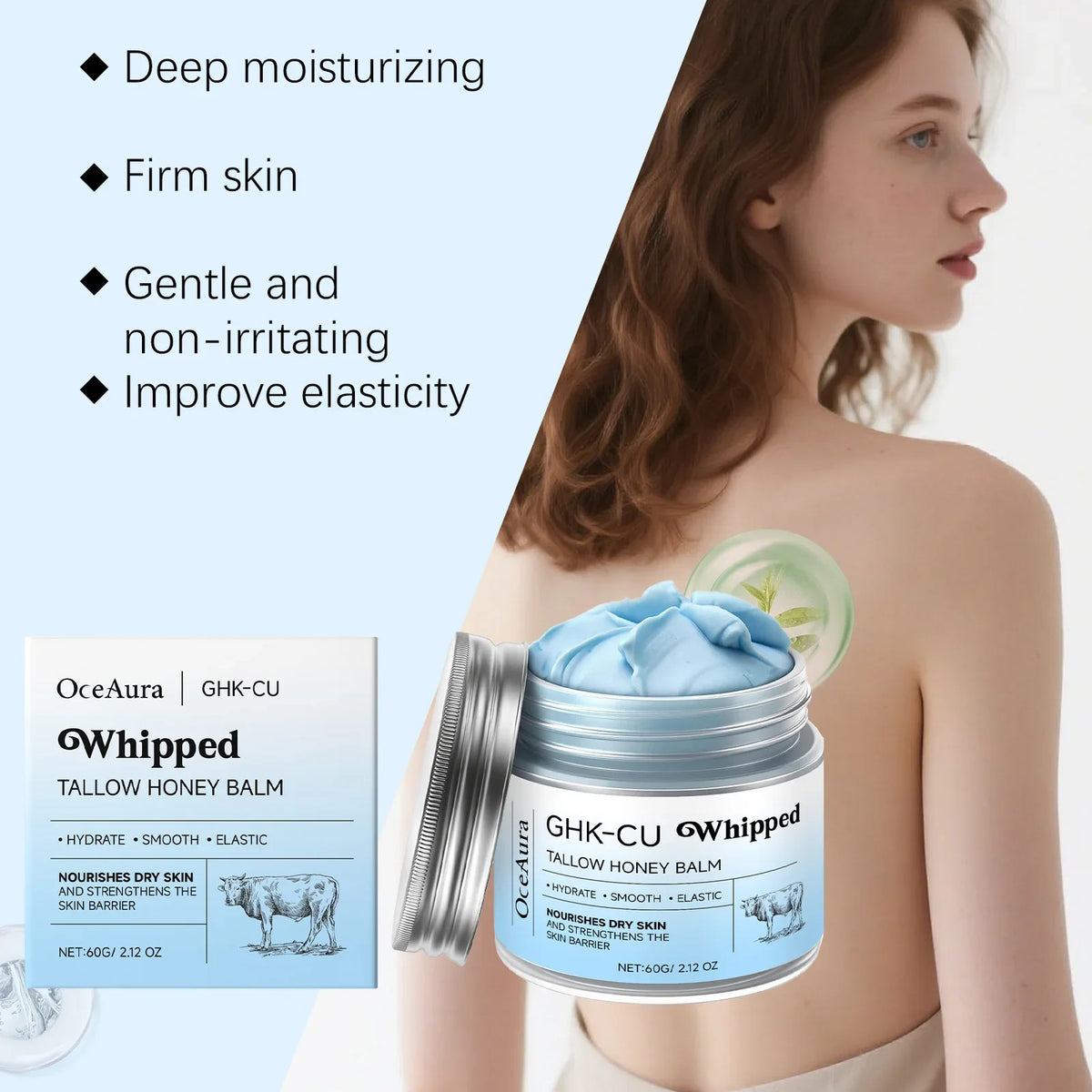 Whipped Tallow Honey Balm – Deep Moisturizing Body Butter Moisturizing Body Balm Qme