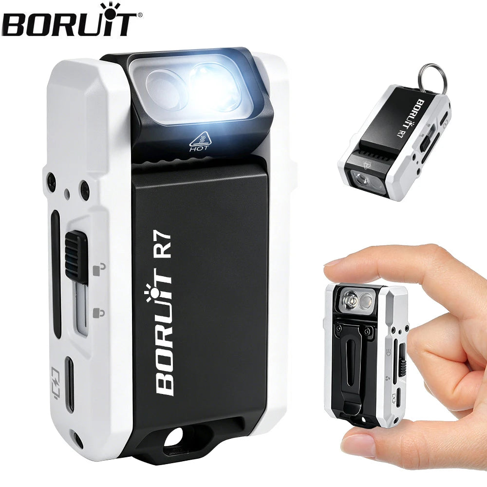 BORUiT R7 Mini EDC Keychain Flashlight 800LM RGB Type-C Rechargeable EDC Keychain Flashlight Qst