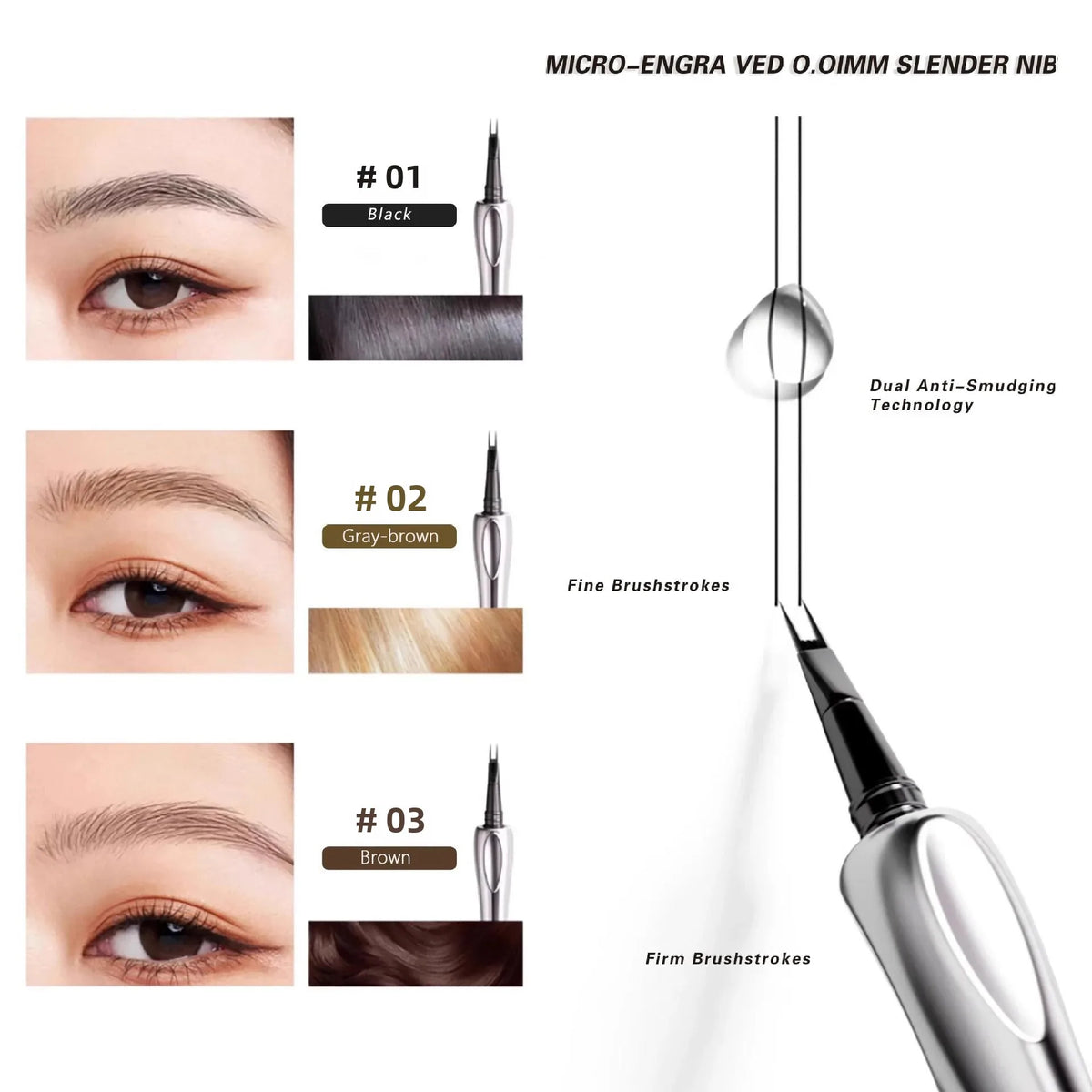 2-Point Waterproof Eyebrow Pencil – Long-Lasting, 3 Colors Eyebrow Pencil Qme