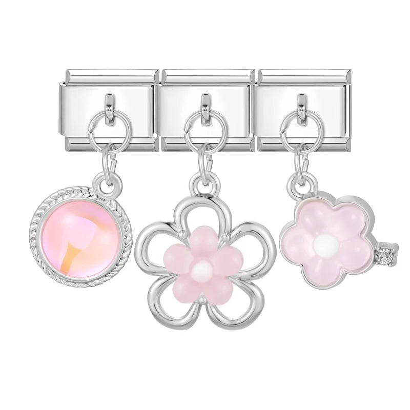 Zircon Stars & Bow Knot Italian Charm Links | 9mm DIY Jewelry Italian Charm Links Qme Style 6