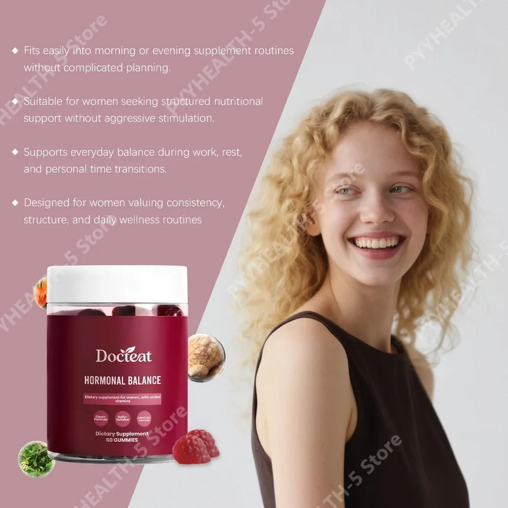 Docteat Hormonal Balance Gummies – Ashwagandha, Maca, 60 CT Wellness Gummies Qst
