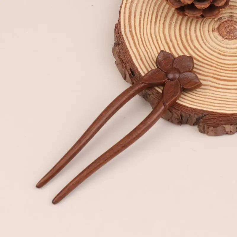 Wooden U-Shape Hair Stick Fork – Chinese Style Hairpin Hair Fork Hairpin Qst 01
