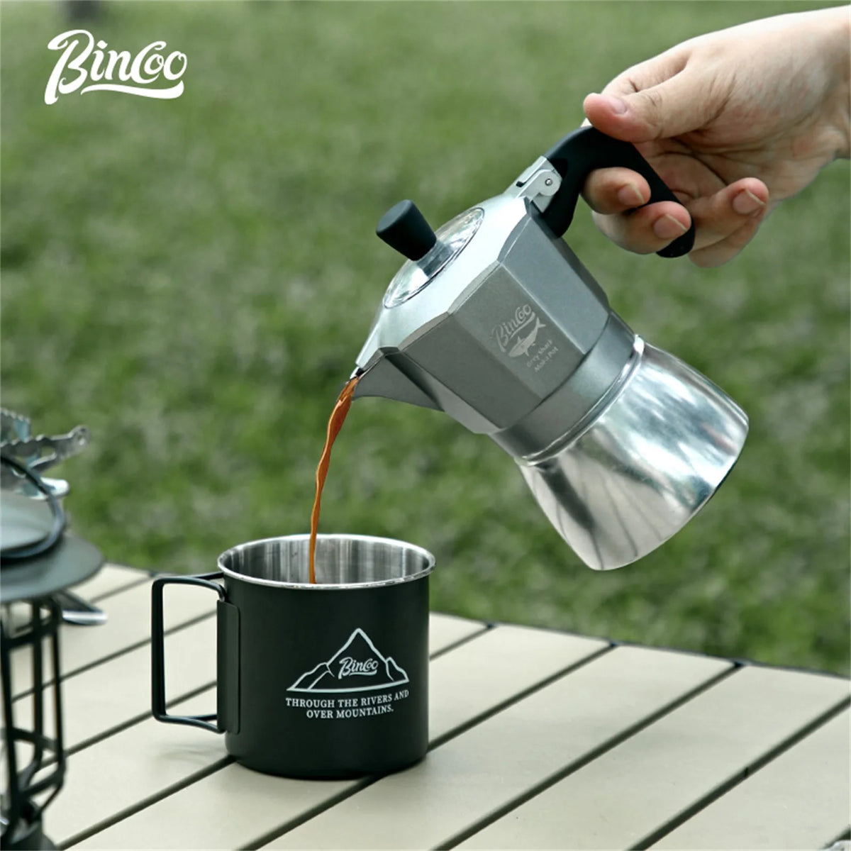 Bincoo 2-Cup Moka Pot – Stovetop Espresso Maker Gray Stovetop Espresso Maker Qst