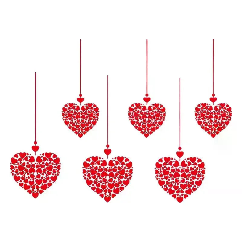 Valentine's Day Heart Window Stickers – Glass Decor, 6 Colors Decorative Stickers Qme