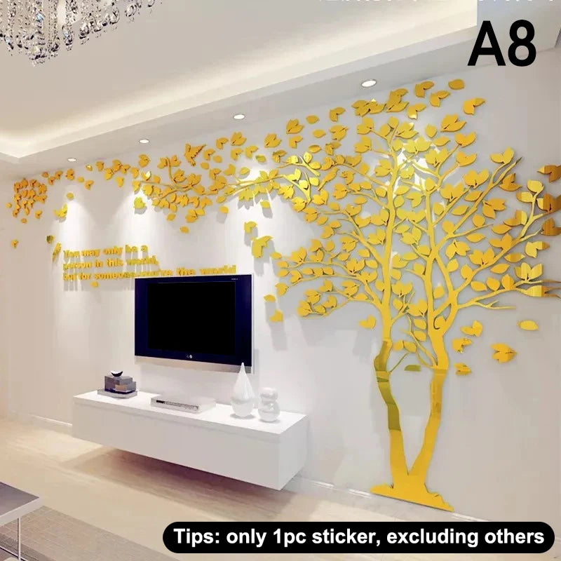 3D Acrylic Tree Wall Stickers – Self-Adhesive Wall Decal Wall Decal Sticker Qst A8