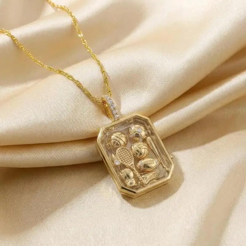 Sports Series Openable Pendant Necklace – DIY Metal Jewelry Pendant Necklace Qme