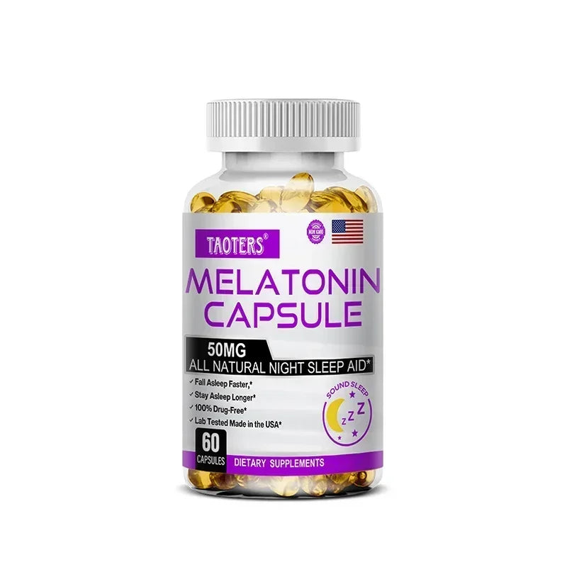 Taoters Melatonin Capsules – Natural Sleep Support Supplement Sleep Support Supplement Qst 60 count-1 bottle