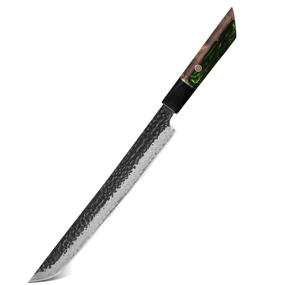 TURWHO Damascus Steel Sashimi Slicing Knife 10.5" DIY Handle Damascus Kitchen Knife Qst Resin 7 10.5 inch