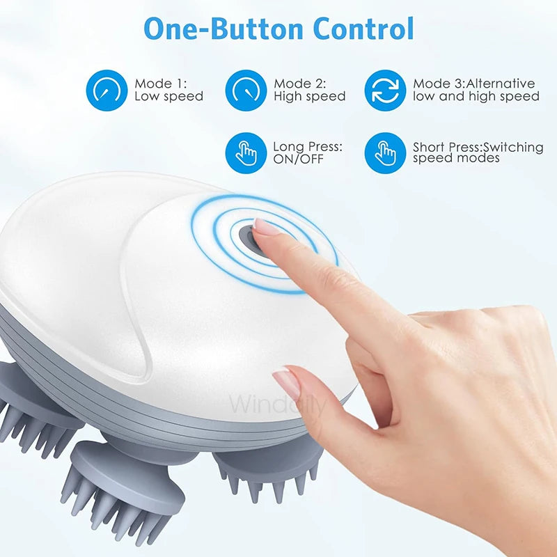 Electric Scalp Head Massager – 5 Modes, IPX6, USB Rechargeable Electric Head Massager Qst