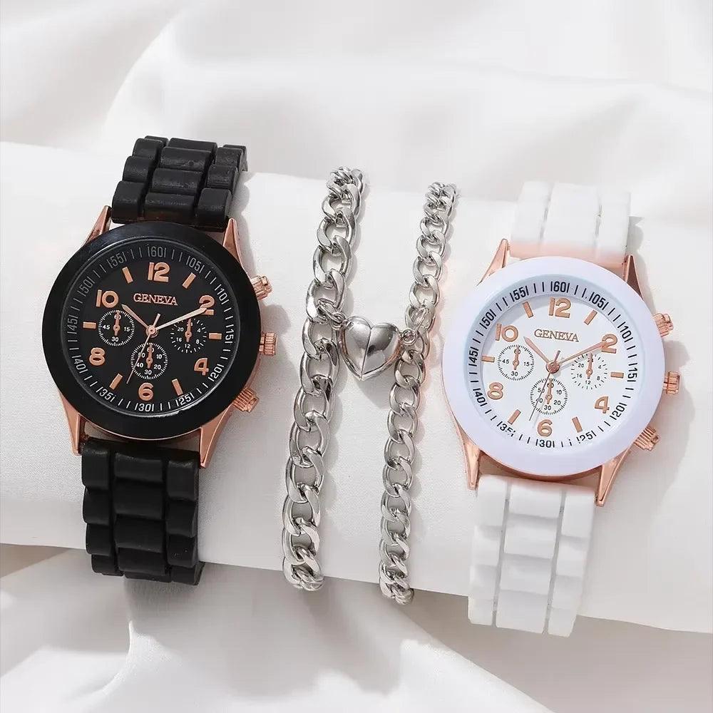 Minimalist Three-Eye Women's Silicone Quartz Watch | Casual Women's Quartz Watch Qme Pink