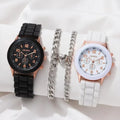 Minimalist Three-Eye Women's Silicone Quartz Watch | Casual Women's Quartz Watch Qme Pink