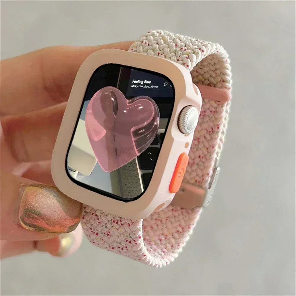 Candy Silicone Case & Strap for Apple Watch Series 9 8 7 SE Silicone Watch Band Qme