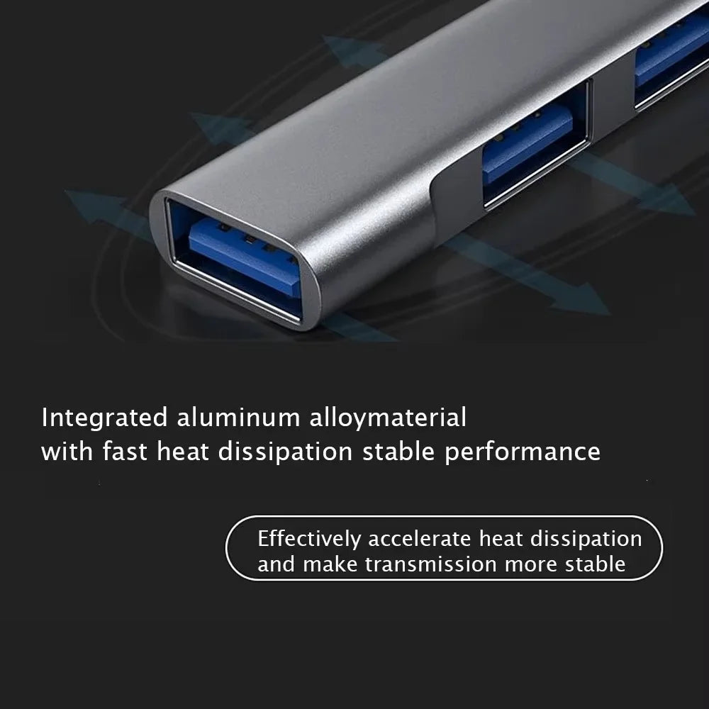 USB-C Hub 4-Port USB 3.0 Multiport Expander & Splitter USB Hub Qme