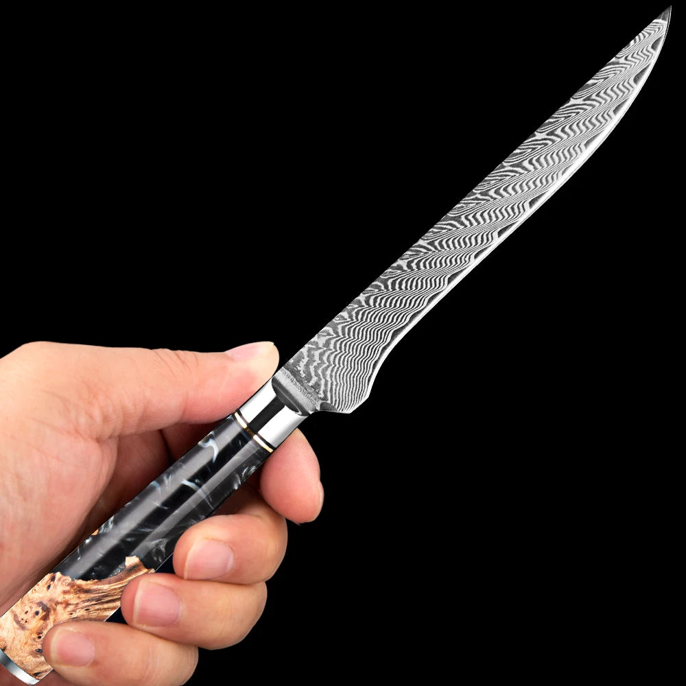 XITUO 6-Inch Damascus Steel Boning & Fillet Knife | Wood Handle Boning Knife Qst