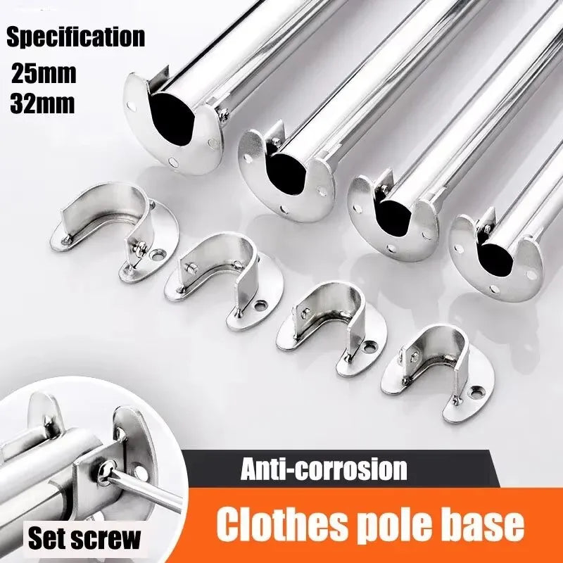 304 Stainless Steel Wardrobe Rod Flange Bracket Hardware Rod Flange Bracket Qme