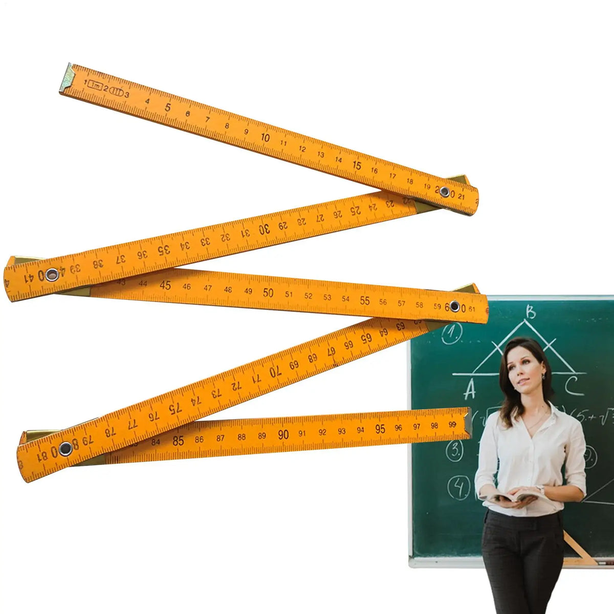 Wooden Folding Ruler 1 Meter – Metric Carpenter Measuring Tool Folding Ruler Qme
