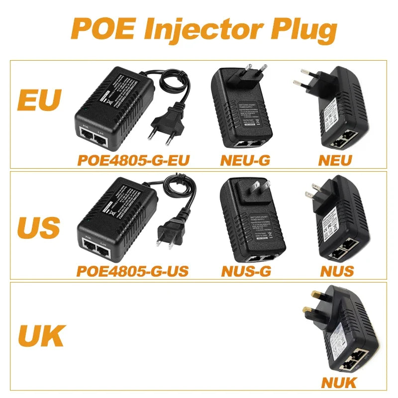 PoE Power Supply 12V 24V 48V Gigabit Ethernet Adapter Injector PoE Network Injector Qme
