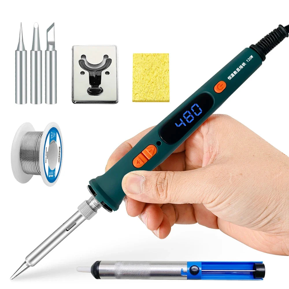 100W 120W Digital Soldering Iron Kit – Dual Temp Control Digital Soldering Iron Qme
