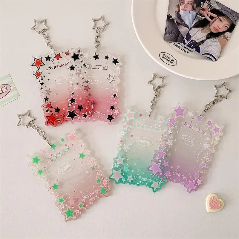 Star Gradient Photocard Holder Necklace – Acrylic Card Display Photocard Holder Pendant Qme
