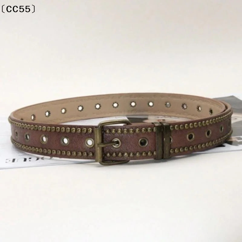 Vintage PU Leather Rivet Stud Belt – Women's Punk Style Women's Fashion Belt Qst