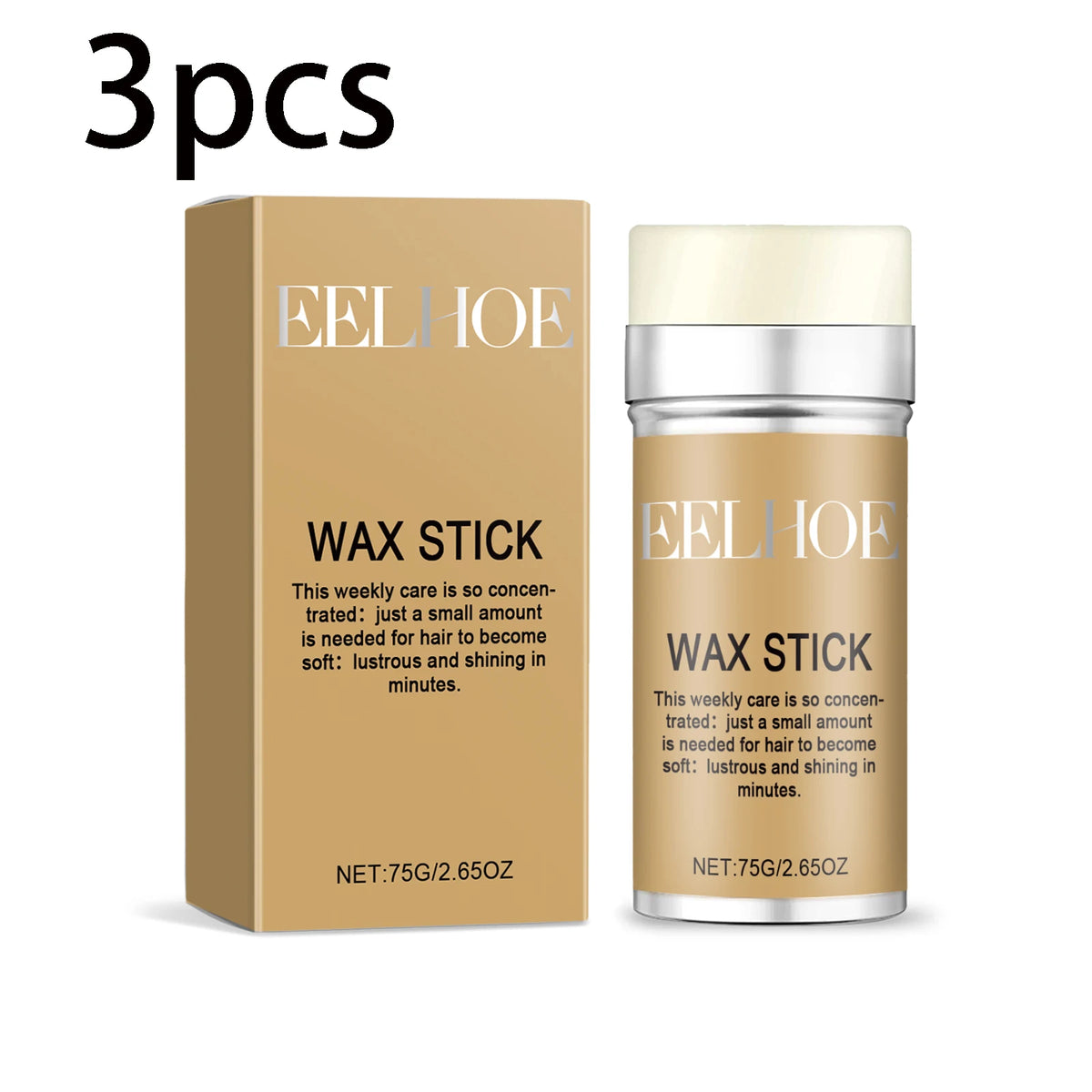 EELHOE Hair Wax Stick – Edge Control & Frizz Taming, 75g Hair Wax Stick Qst 225g boxed