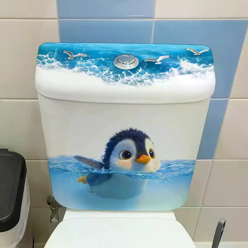 Cute Penguin Waterproof Toilet Stickers – Self-Adhesive Decals Decorative Wall Sticker Qme