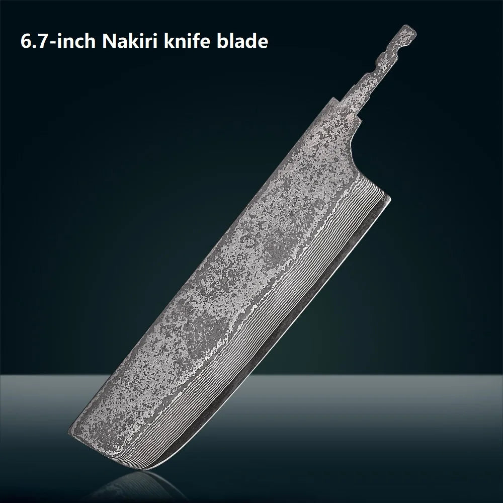 F.YOUNG 67-Layer Damascus Steel Knife Blank Blade – DIY Full Tang Knife Blank Blade Qst 6.7 inch Nakiri
