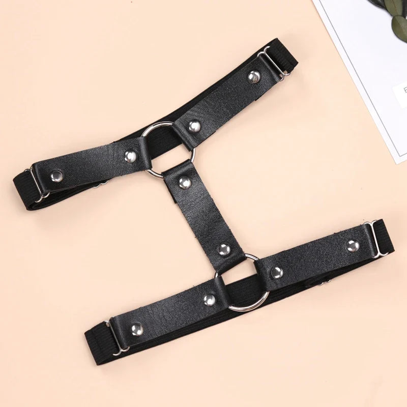 Women's Gothic Garter Belt – Punk Harajuku PU Leather Style Gothic Garter Belt Qme black One Size