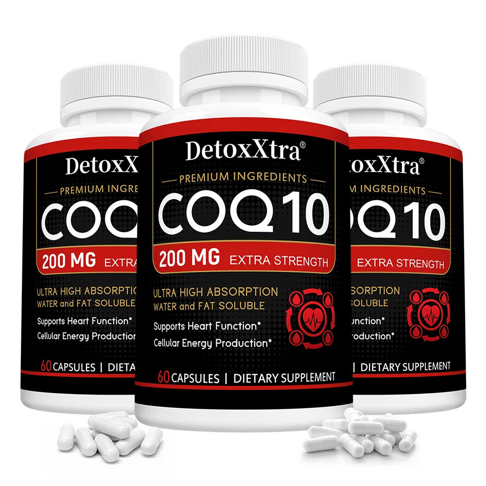 CoQ10 200mg Capsules with Vitamin E – Antioxidant Supplement Antioxidant Supplement Qst 60 count-3 bottle