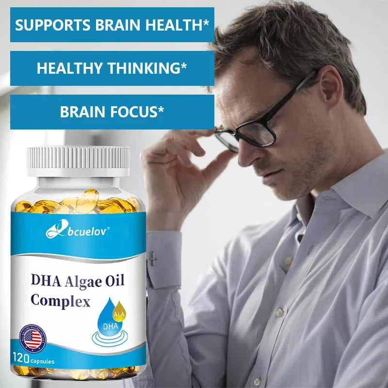 Algae Oil Omega-3 DHA & EPA Vegan Capsules | Brain & Eye Support Omega-3 Supplement Qst