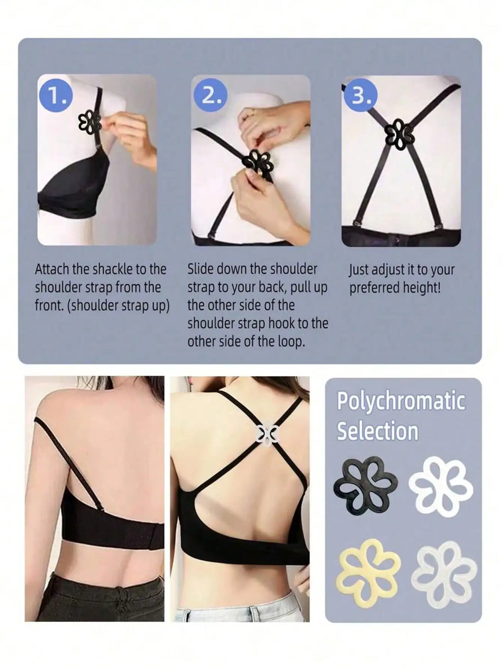 4-Pack Invisible Bra Buckles – Flower, Heart & Butterfly Bra Accessories Qme